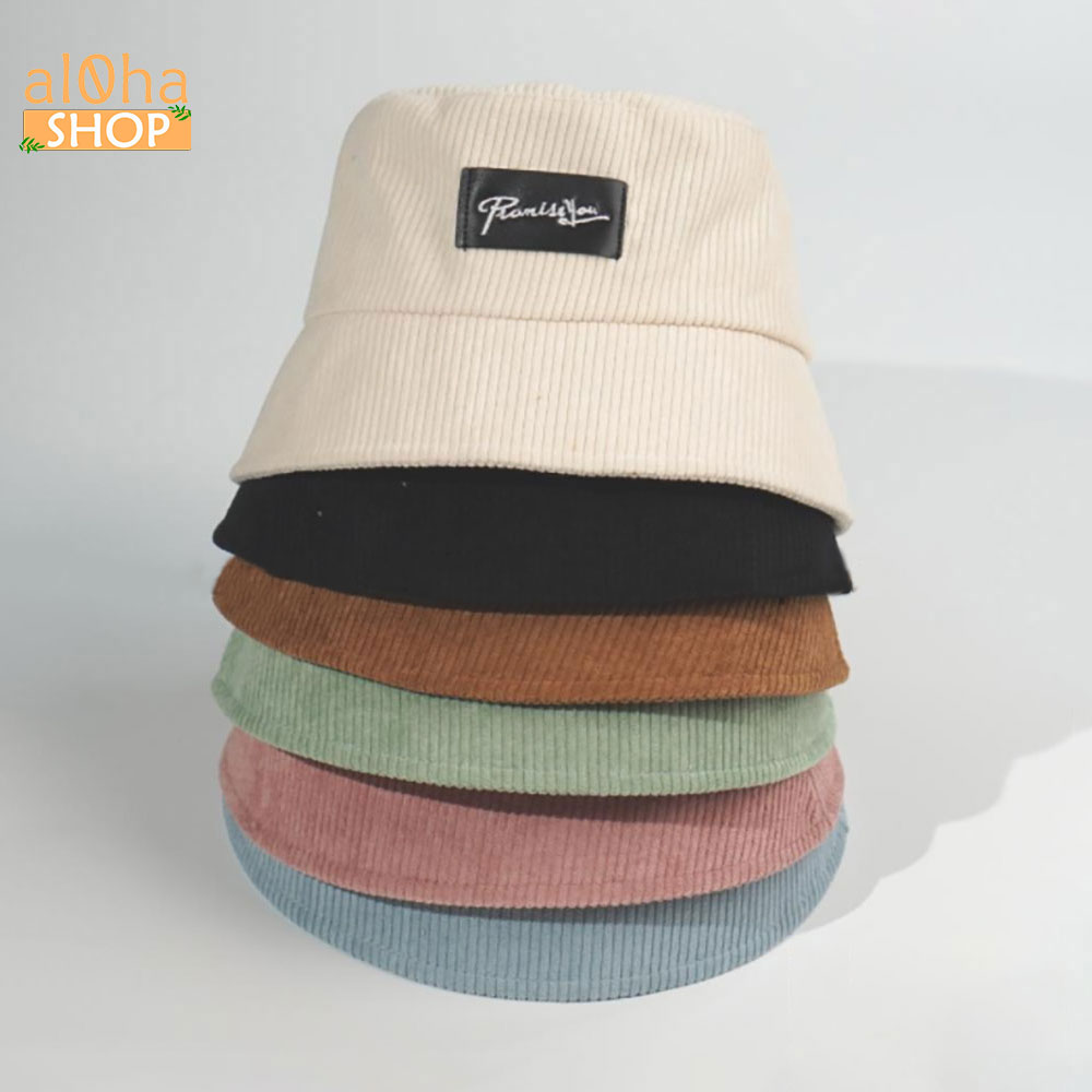 Mũ tai bèo Ulzzang - Nón bucket vải nhung tăm Unisex nam nữ - al0ha Shop