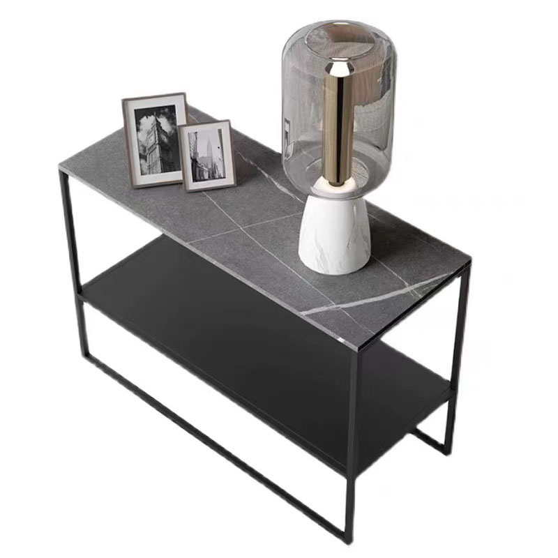 Bàn Trà Phụ Mặt Đá Vân Cẩm Thạch Hiện Đại, Kệ Sofa Để Đồ Phòng Khách 2 Tầng Khung Thép Thời Trang Decor Đẹp