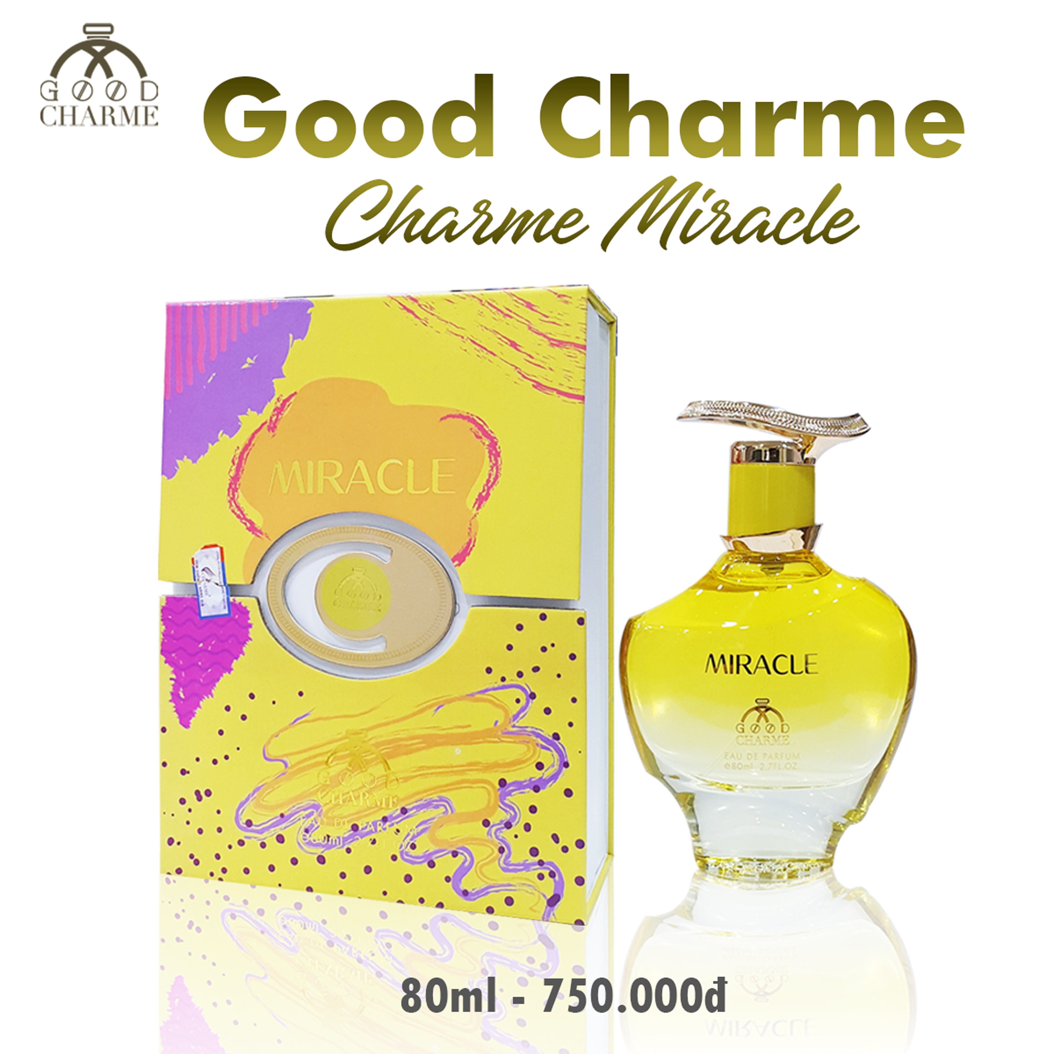 Nước hoa nữ cao cấp, Charme Miracle, đậm chất nước hoa Pháp, mùi hương quý phái, lưu hương lâu, 80ml