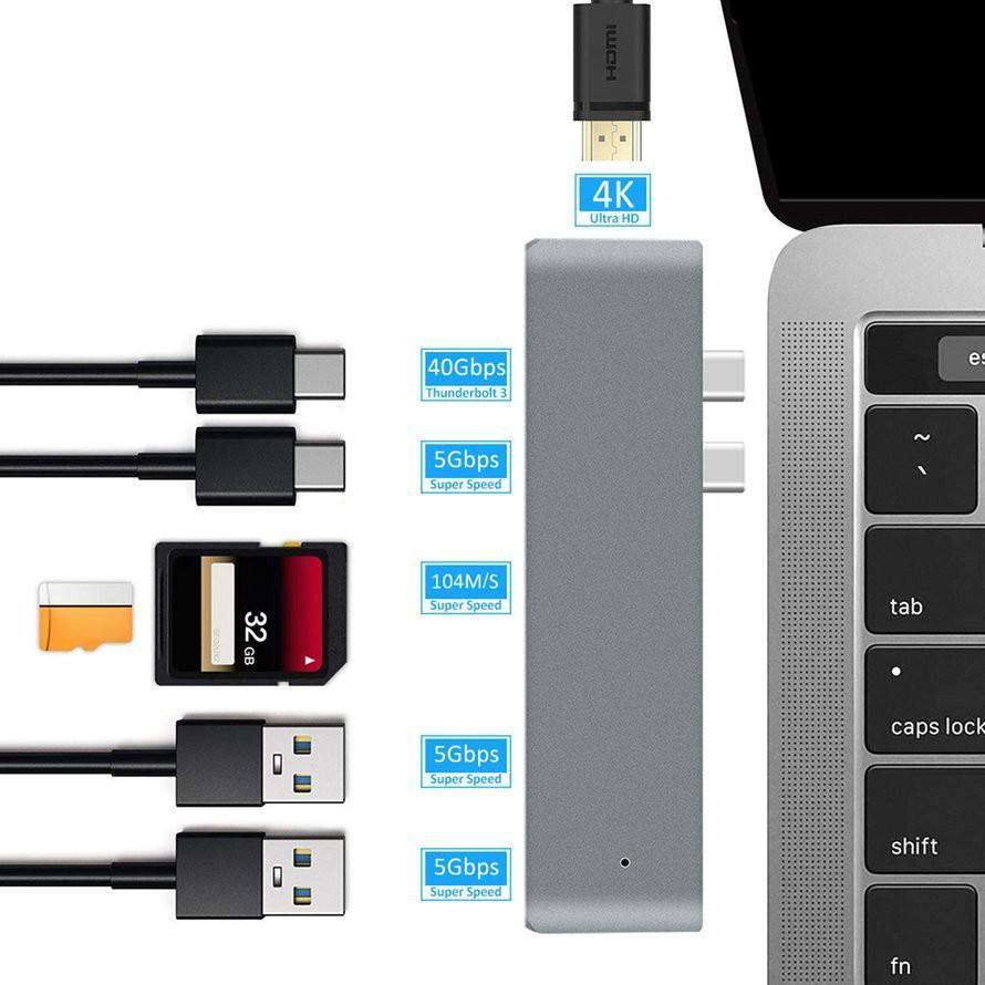 Hub chuyển đổi Usb 3.1 Type-C Hub Sang Hdmi HUB Chia Cổng 4k Thunderbolt 3 cổng usb type -khe cắm PD cho laptop táo Pro