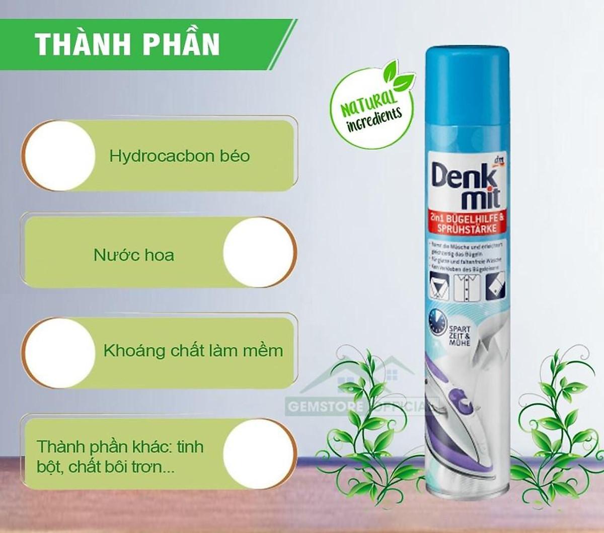 Bình Xịt Thơm Chống Nhăn, Làm Thơm Quần Áo Khi Là Ủi Denkmit 2in1, Dung Tích 500ml, Nhập Đức