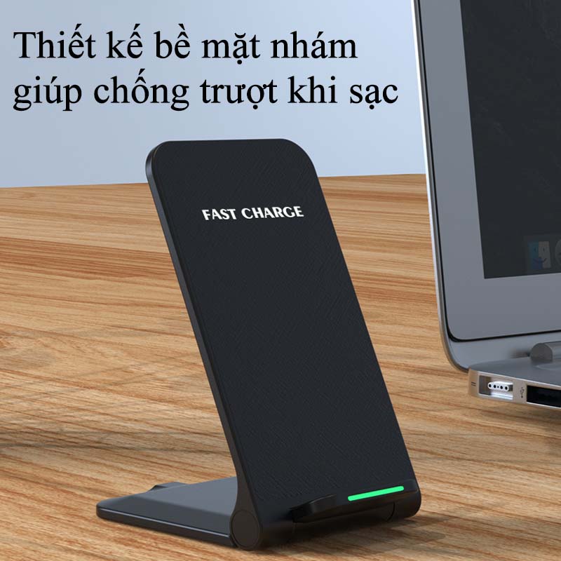 Sạc Không Dây Kiêm Giá Đỡ Điện Thoại Wireless Charging Standard 15W Chuẩn Qi Cho Điện Thoại IOS Android Hỗ Trợ Sạc Không Dây Đế Sạc Không Dây Nhanh Kèm Củ Sạc Điện Thoại Cao Cấp Có Đèn LED Báo An Toàn Tuyệt Đối Kiêm Giá Đỡ Điện Thoại