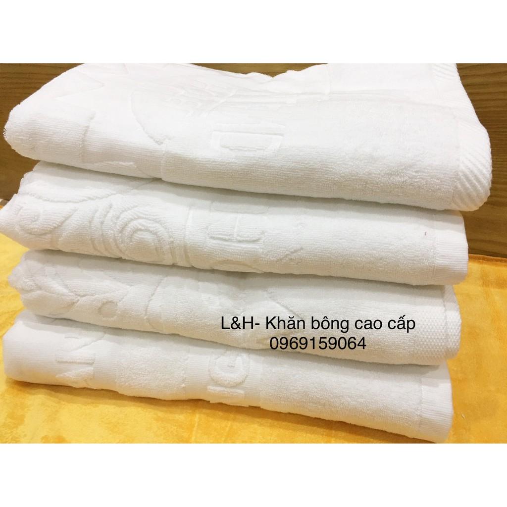 Khăn tắm trắng khách sạn logo 70x140cm,  530g