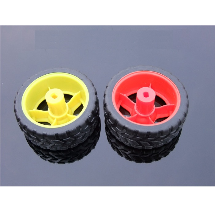 Bánh xe cao su lỗ trục hình chữ nhật tròn đường kính 65mm có thể gắn động cơ giảm tốc