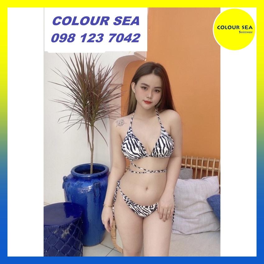 Bikini 2 mảnh tam giác họa tiết sọc ngựa vằn