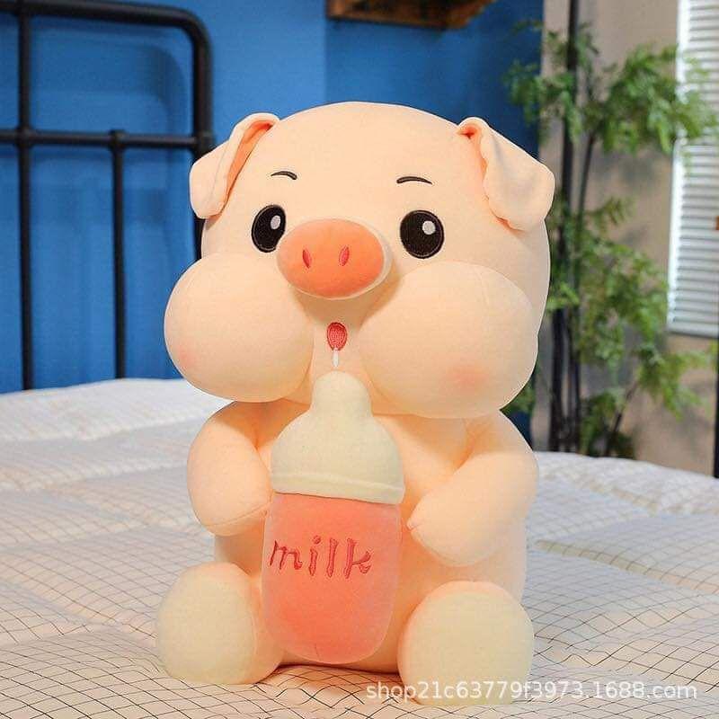 GẤU BÔNG HEO ÔM BÌNH SỮA, HEO BÚ BÌNH