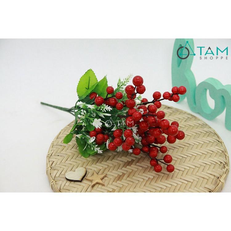Cành hoa giả trang trí kim cang đỏ số 64