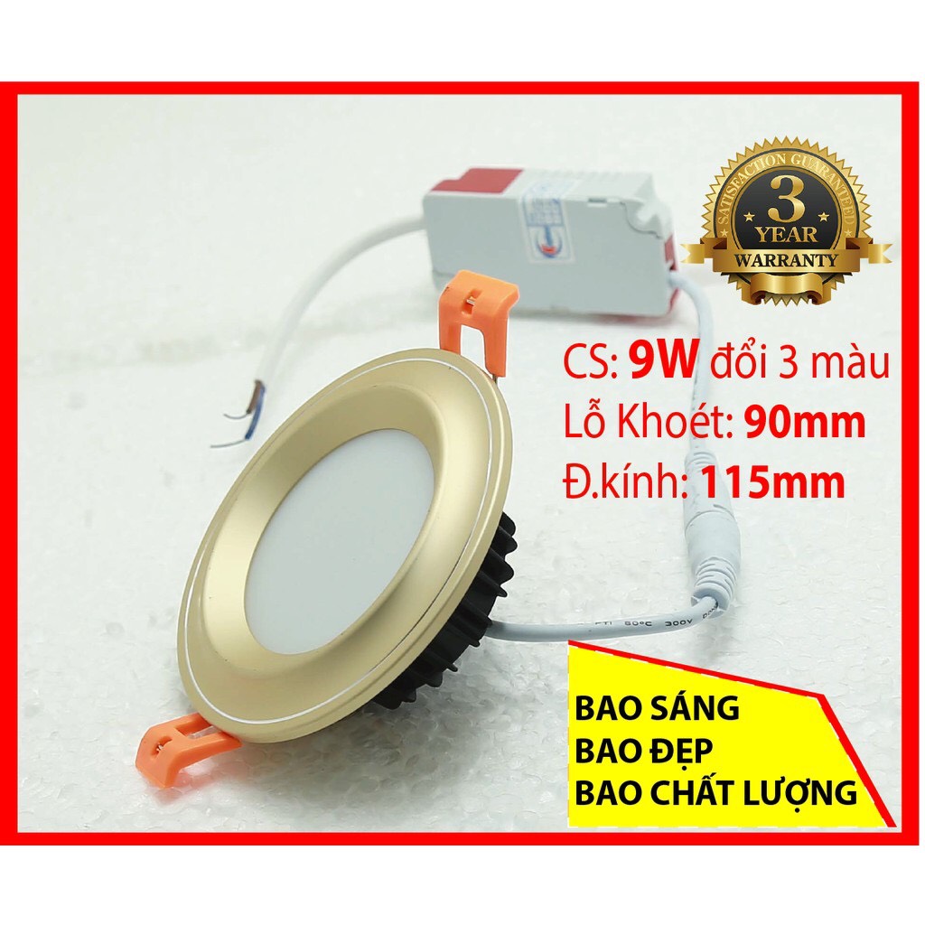 ĐÈN DOWLIGHT ÂM TRẦN 9W - LỖ KHOÉT 90mm 3 MÀU SIÊU SÁNG - ky46