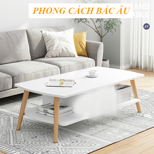 Bàn trà gỗ 2 tầng phong cách châu âu