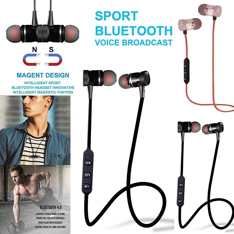 Tai Nghe Nhét Tai Thể Thao Không Dây Kết Nối Bluetooth Có Hỗ Trợ Đàm Thoại Dung Lượng Pin 80mAh Nghe Nhạc Tới 4 Tiếng - Hàng Chính Hãng