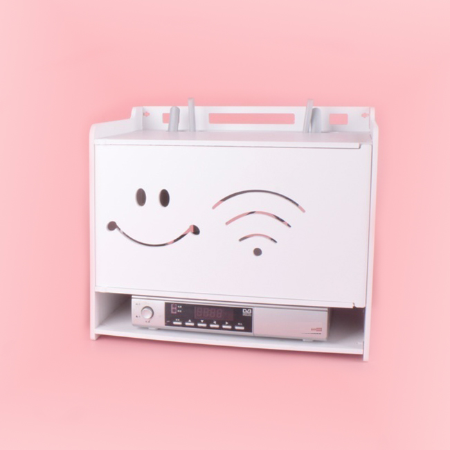 Hộp đựng wifi &amp; ổ điện tiện lợi hình mặt cười và sóng wifi 3 Tầng không cần khoan tường