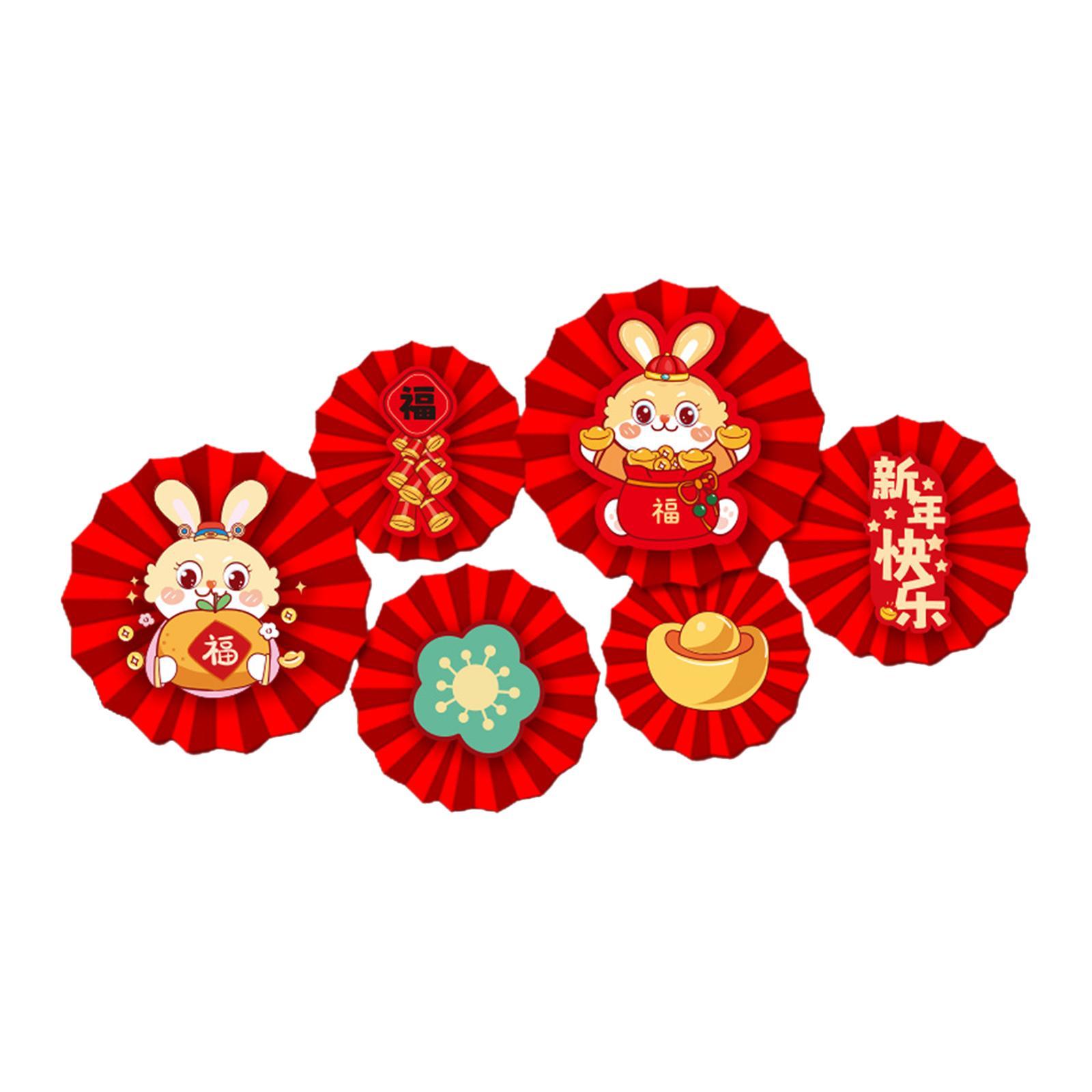 Set 6 Quạt Treo tường Trang Trí Năm Mới