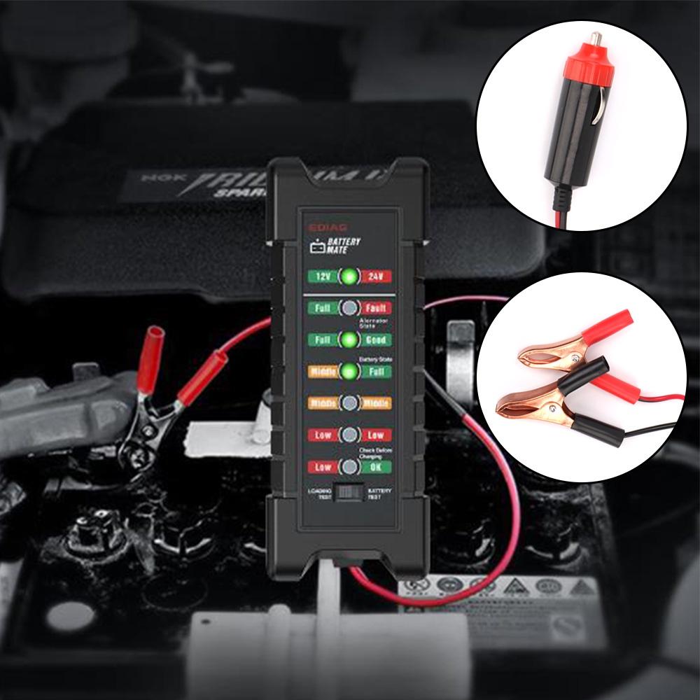 Thiết bị kiểm tra pin xe hơi xe máy 7 bóng LED 12V 24V 24 Volts