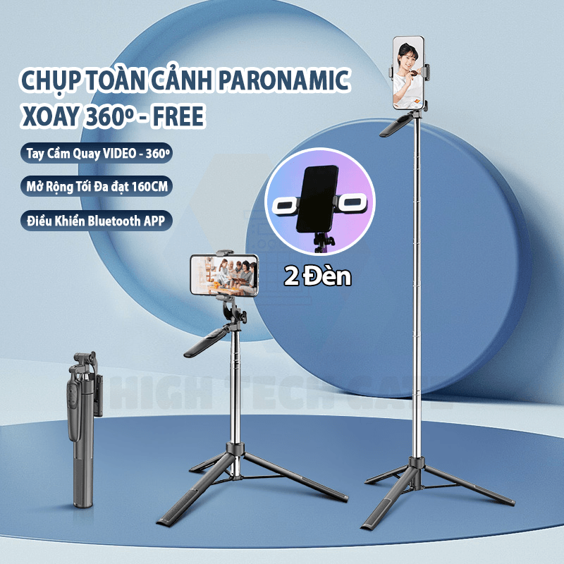 Gậy Chụp Hình Tay Cầm Chống Rung HighTechGate A36 Xoay 360º Chụp Toàn Cảnh, Điều Khiển Bluetooth Sử Dụng Được APP Tiện Lợi, Mở Rộng 160cm, Thu Gọn Cầm Tay Du Lịch 30cm, Hàng Chính Hãng