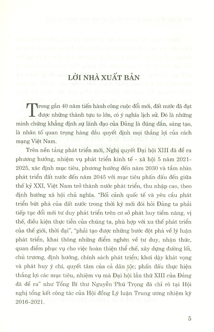 Một số vấn đề lý luận và thực tiễn về đổi mới phát triển đất nước
