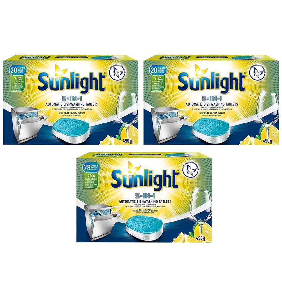 Combo 3 Hộp Viên Rửa Chén Bát Sunlight 5 in 1 Cho Máy Rửa Chén Bát