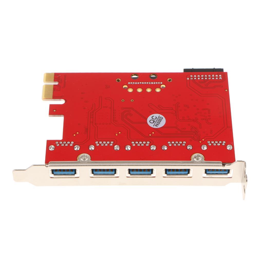 PCI-E to USB 3.0 5Port  Expansion Card with 20 pin for Desktop