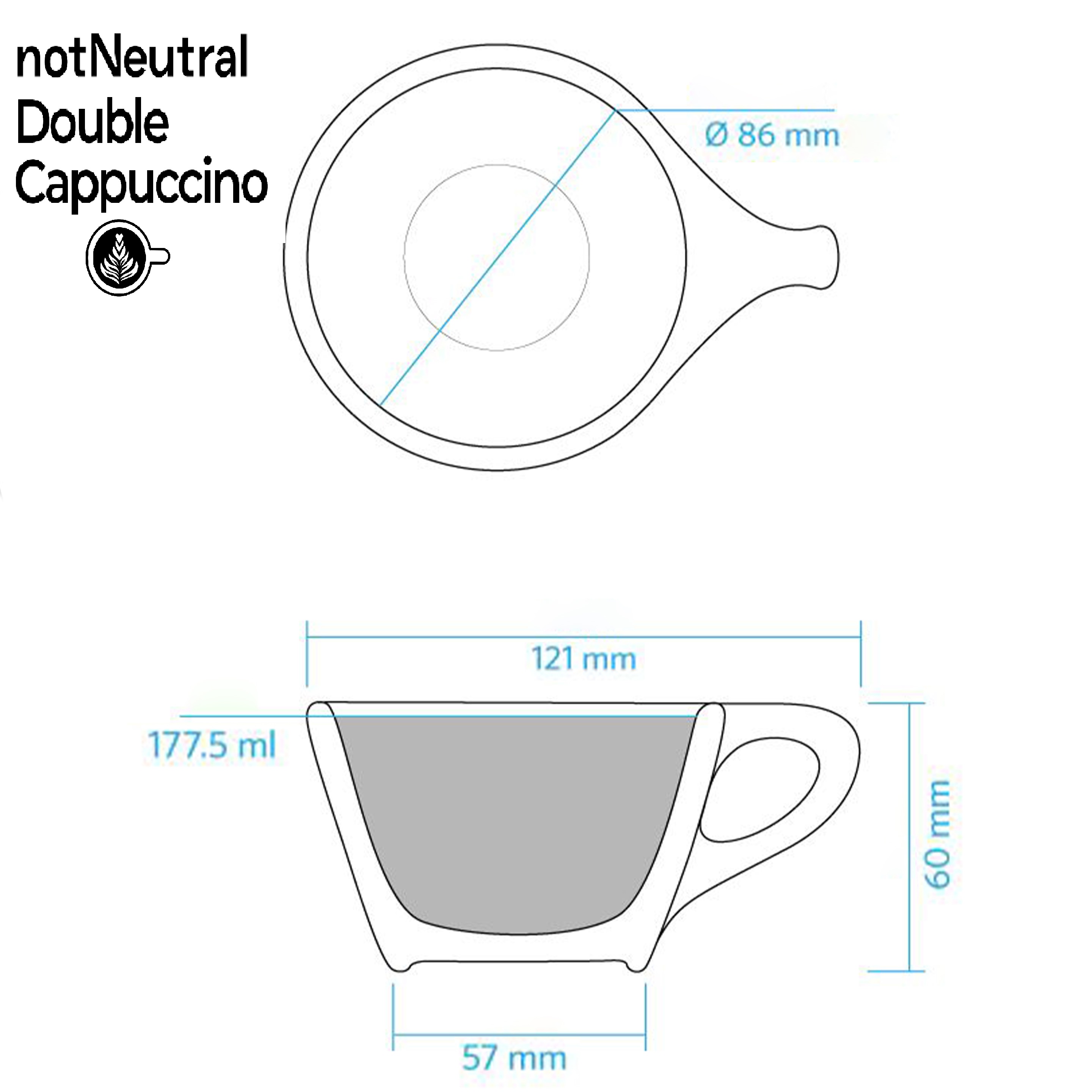 Bộ đĩa và ly sứ NotNeutral LINO Double Cappuccino 180ml