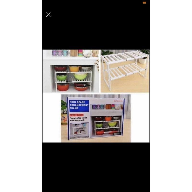 Kệ gầm bếp, kệ để giầy, kệ để giỏ hoa đa năng tiện lợi chất liệu nhôm có lớp phủ ngoài bảo vệ và nhựa cao cấp