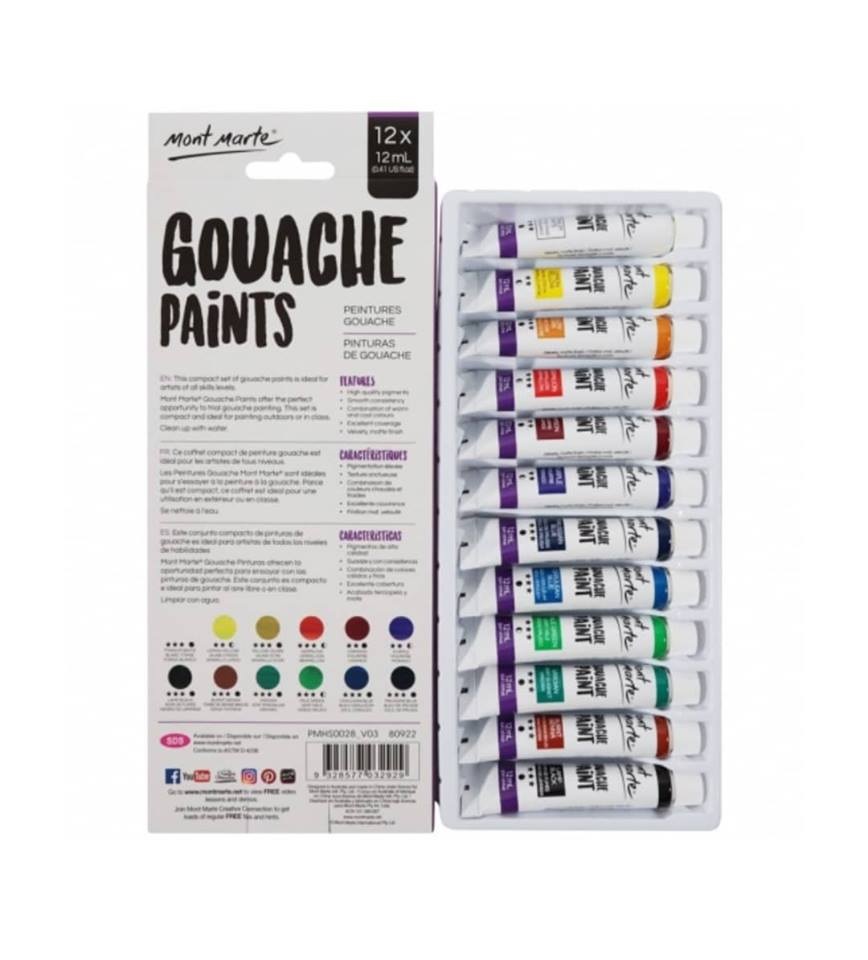 Màu Gouache Paint Bộ 12ml X 12 Màu (mont marte)