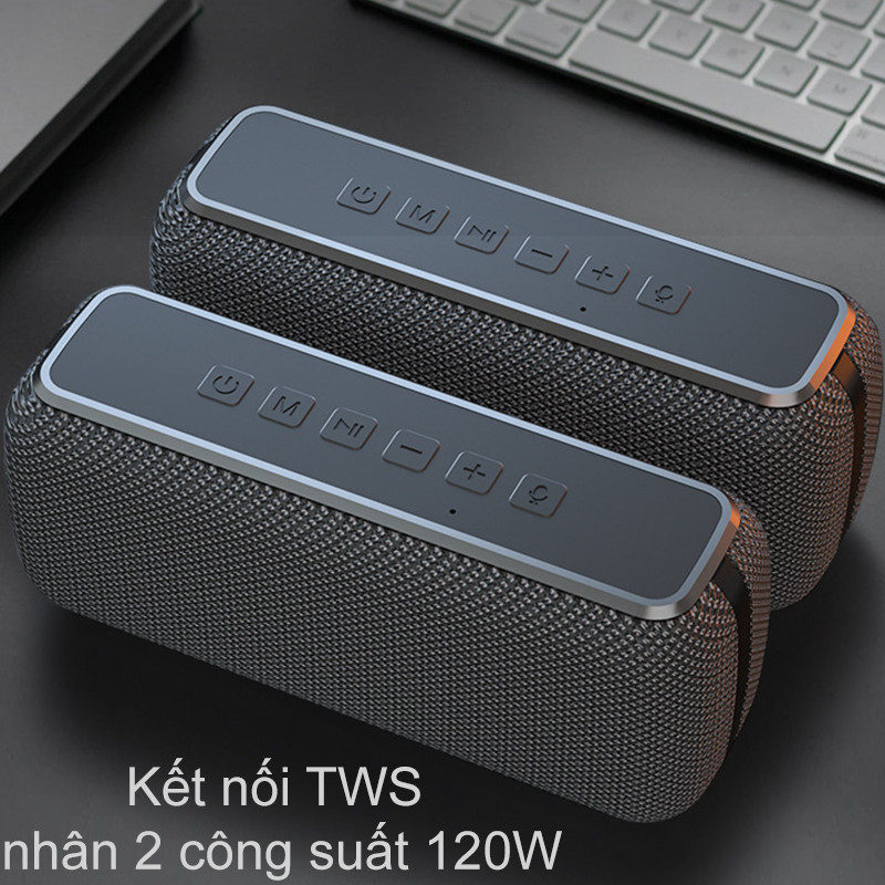 Loa Bluetooth 60W công suất lớn Super Bass chống nước IPX5 pin 6600MAH sạc nhanh Type C công nghệ AI Hàng Chính Hãng PKCB