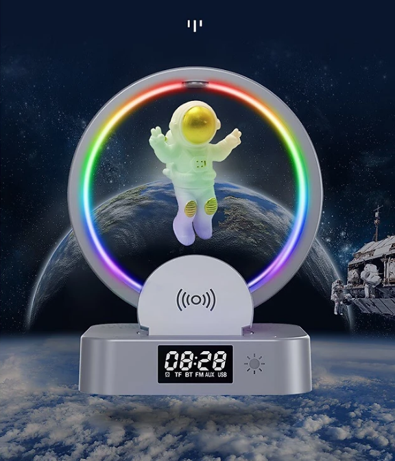 It shop - Đèn Ngủ Công Nghệ Kiêm Loa Bluetooth đa năng, sạc không dây, Đồng hồ, đèn led RGB Maglev Astronaut in Space