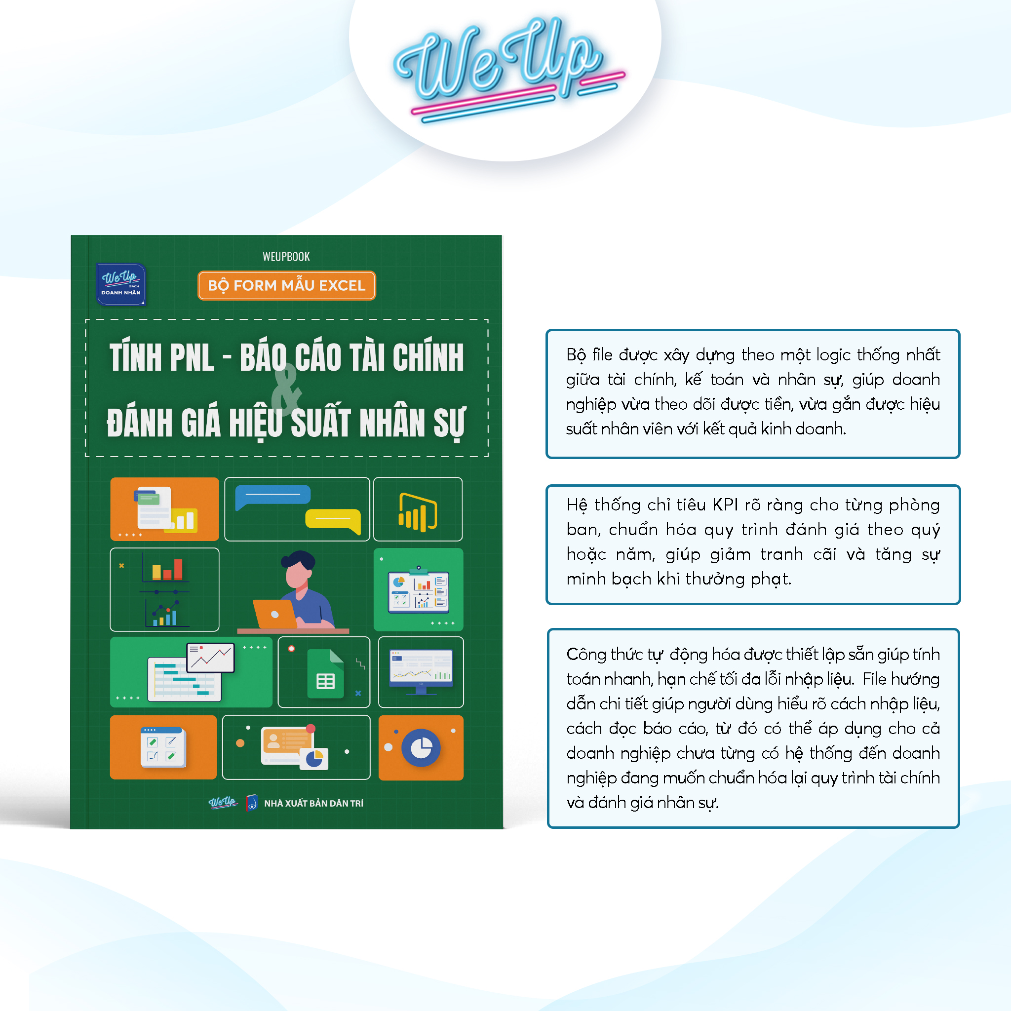 Sách Bộ form mẫu Excel tính PNL, báo cáo tài chính và đánh giá hiệu suất nhân sự