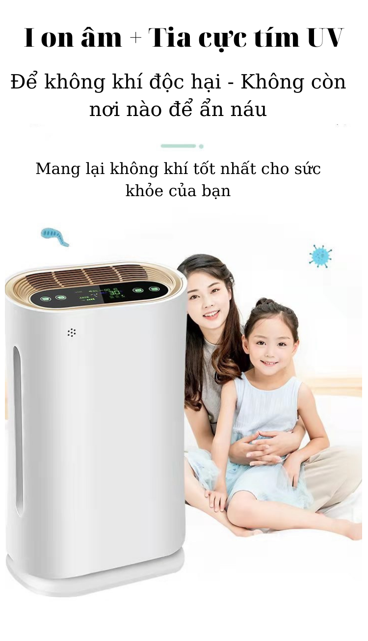 Máy Lọc Không Khí Ion âm Chính Hãng FEINITE KK-01 Khử Trùng Bằng Tia UV, Loại Bỏ Bụi Mịn Không Khí Độc Hại Trong Phòng