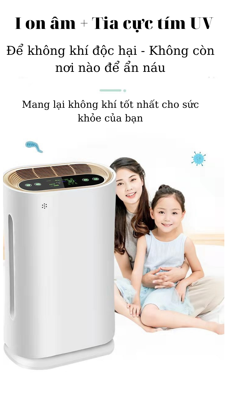 Máy Lọc Không Khí Ion âm Chính Hãng FEINITE   KK-01 Khử Trùng Bằng Tia UV, Loại Bỏ Bụi Mịn Không Khí Độc Hại Trong Phòng