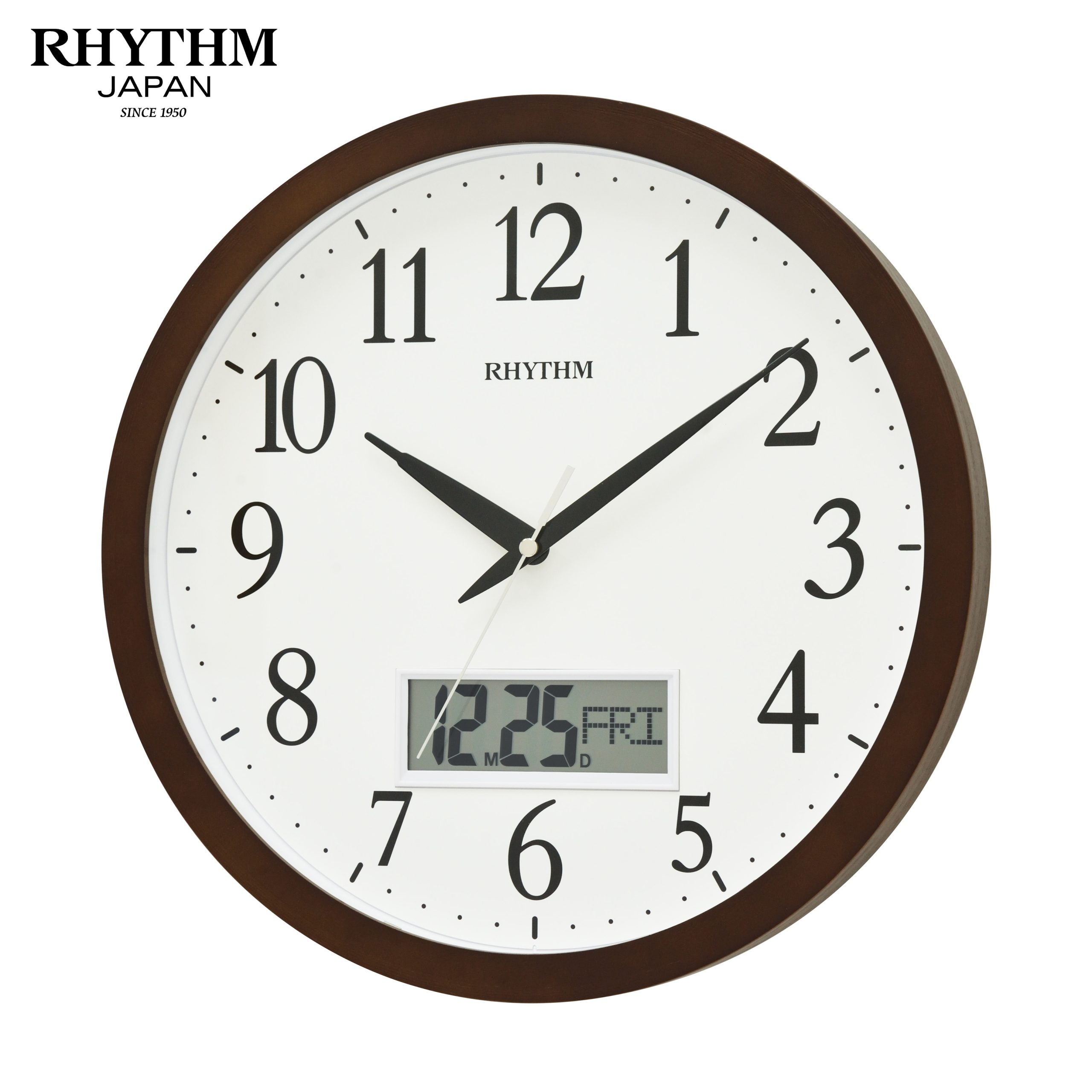 Đồng hồ Rhythm CFG903NR06 Kt 33.5 x 4.0cm, 1.45kg Vỏ gỗ, dùng PIN.