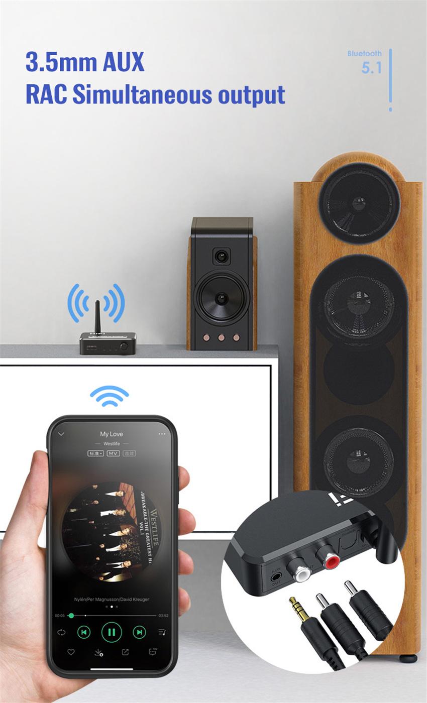DAC Bluetooth 5.1 Bộ thu âm thanh kỹ thuật số sang tương tự