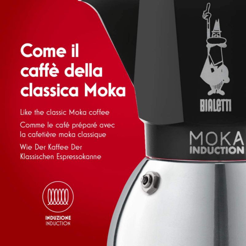 Ấm Moka Bialetti Induction đun trên bếp từ 2 - 4 Cup - Hàng chính hãng