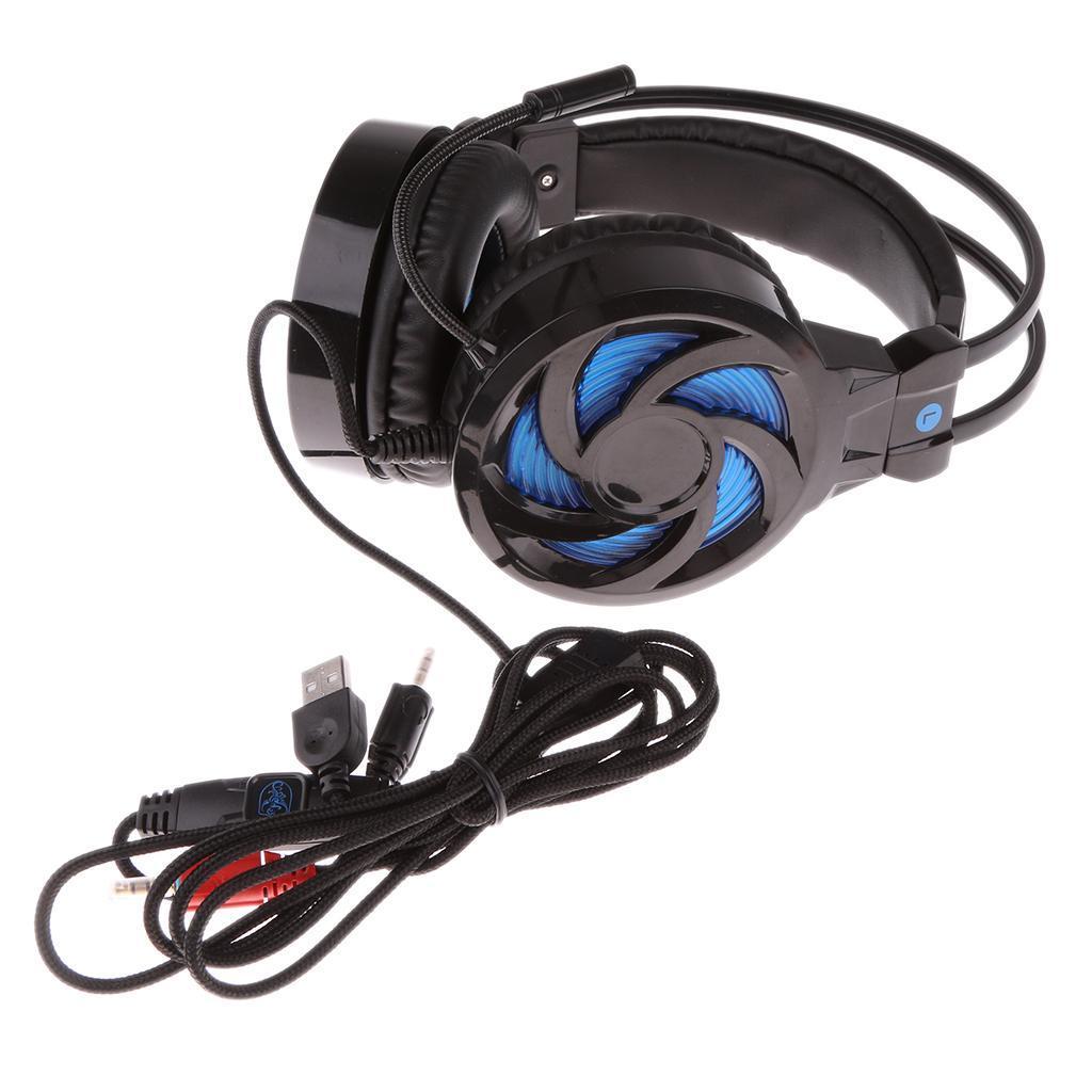 LED Light Gaming Headset Headband Headphone USB 3.5mm for PC