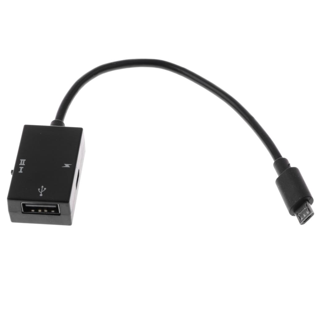 Micro USB Cable Male Host to USB Type-A & Micro USB Female OTG Adapter For Android Phone Tablet Black