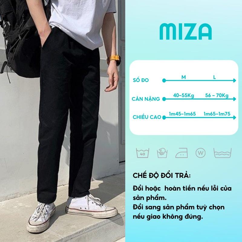 Quần tây baggy nam nữ unisex vải kaki TRƠN ống suông đen công sở đi học lưng cao ulzzang hàn quốc dây rút đẹp MIZA