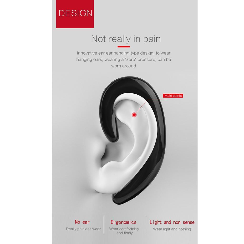 Mini Wireless Bluetooth Stereo Headset Ear-hook Earphone Non Earplugs Black