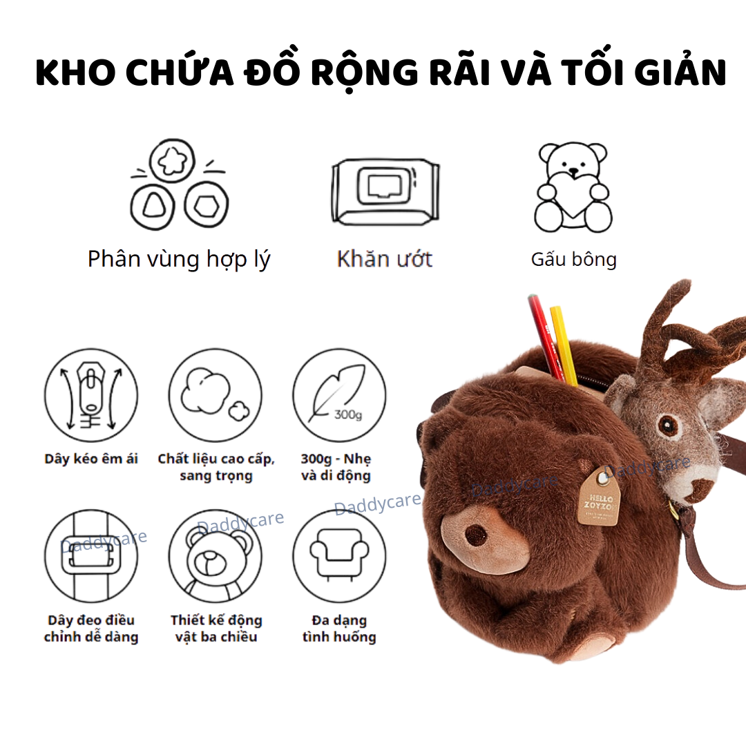 Túi đeo chéo gấu bông cho bé gái bé trai Zoyzoii B81 Kids Crosbody Bag