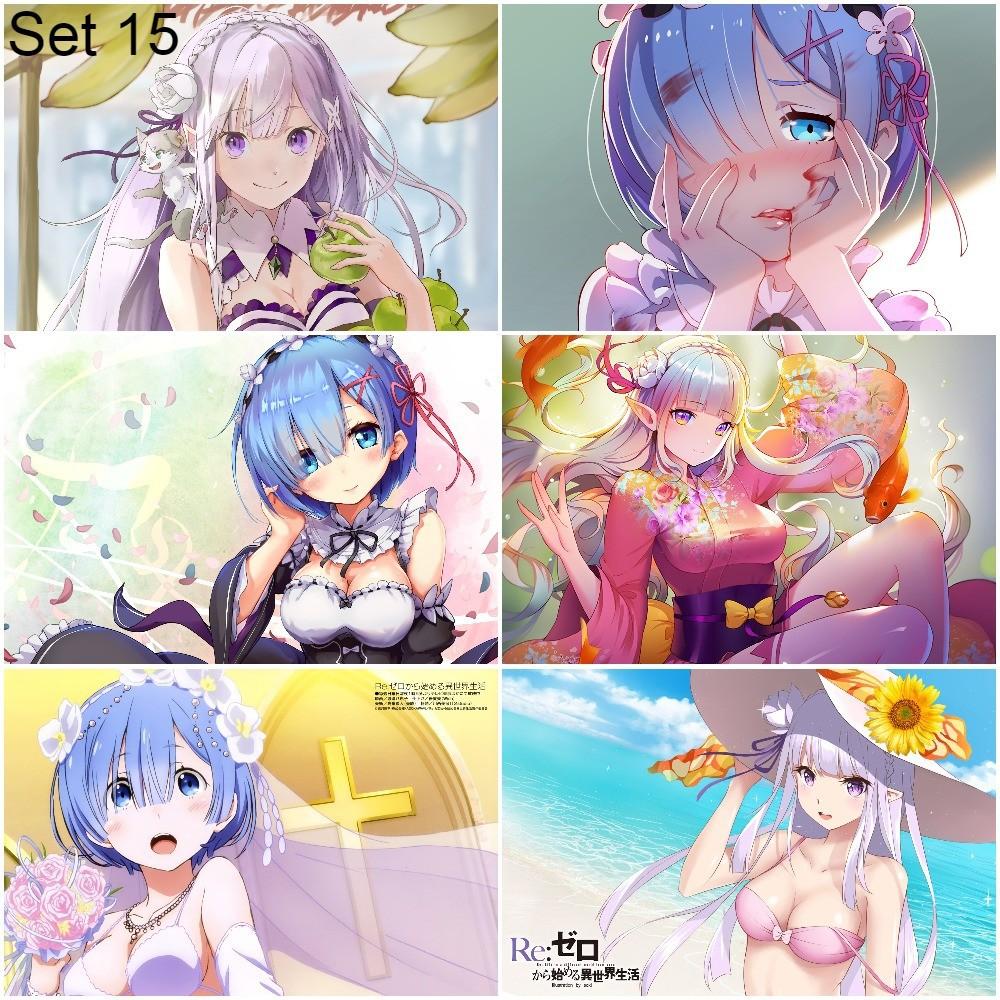 Bộ 6 Poster anime Re:Zero − Bắt đầu lại ở thế giới khác - A3,A4,A5