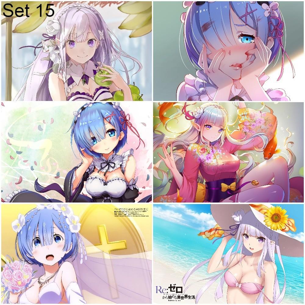 Bộ 6 Poster anime Re:Zero − Bắt đầu lại ở thế giới khác (2) (bóc dán) - A3,A4,A5