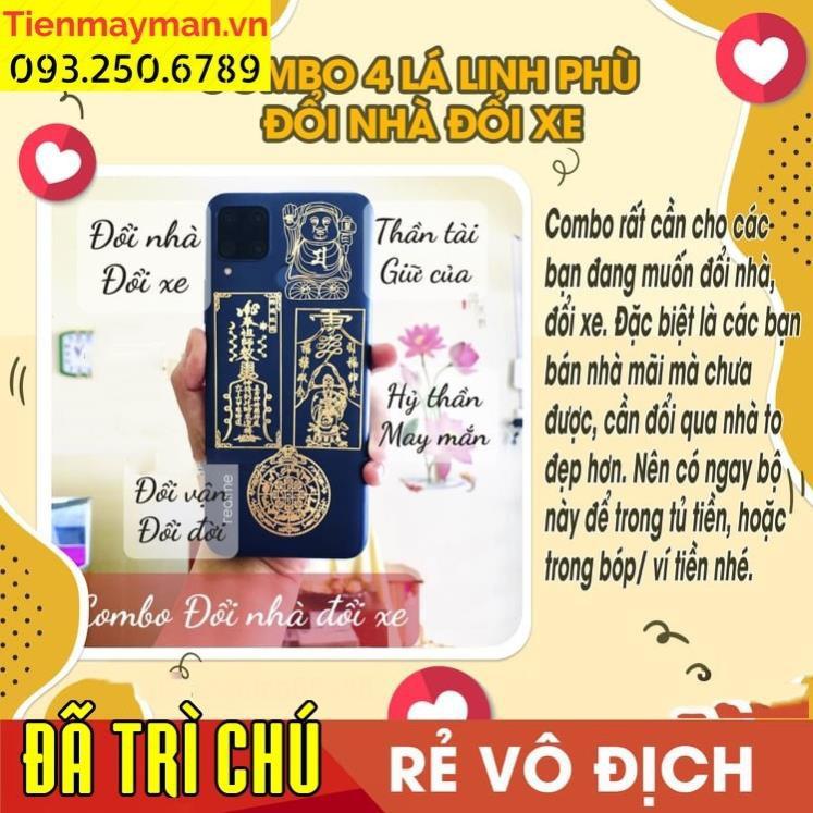 SET 4 miếng dán điện thoại, linh phù ĐỔI NHÀ ĐỔI XE, miếng dán điện thoại tài lộc, phong thuỷ ý nghĩa