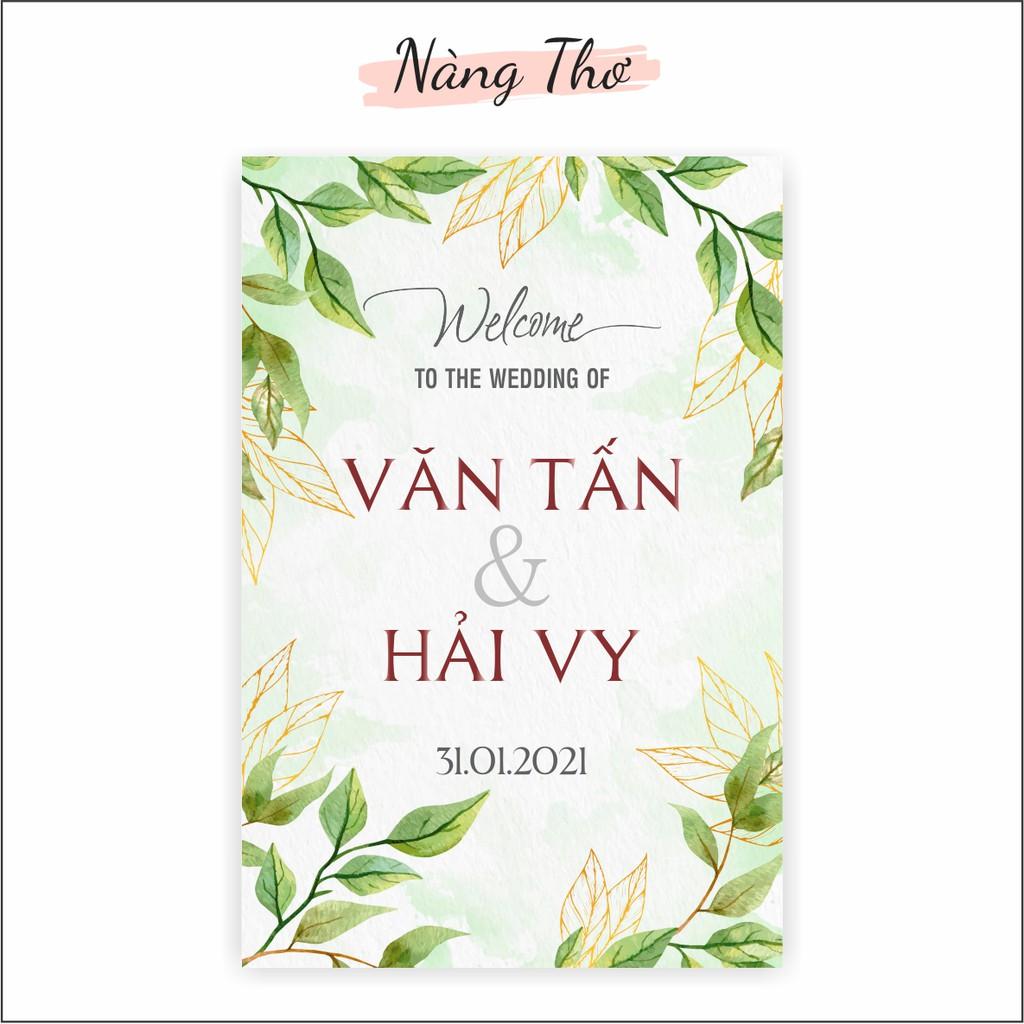 Tấm form đứng để cổng trang trí tiệc cưới_in nội dung theo yêu cầu của khách