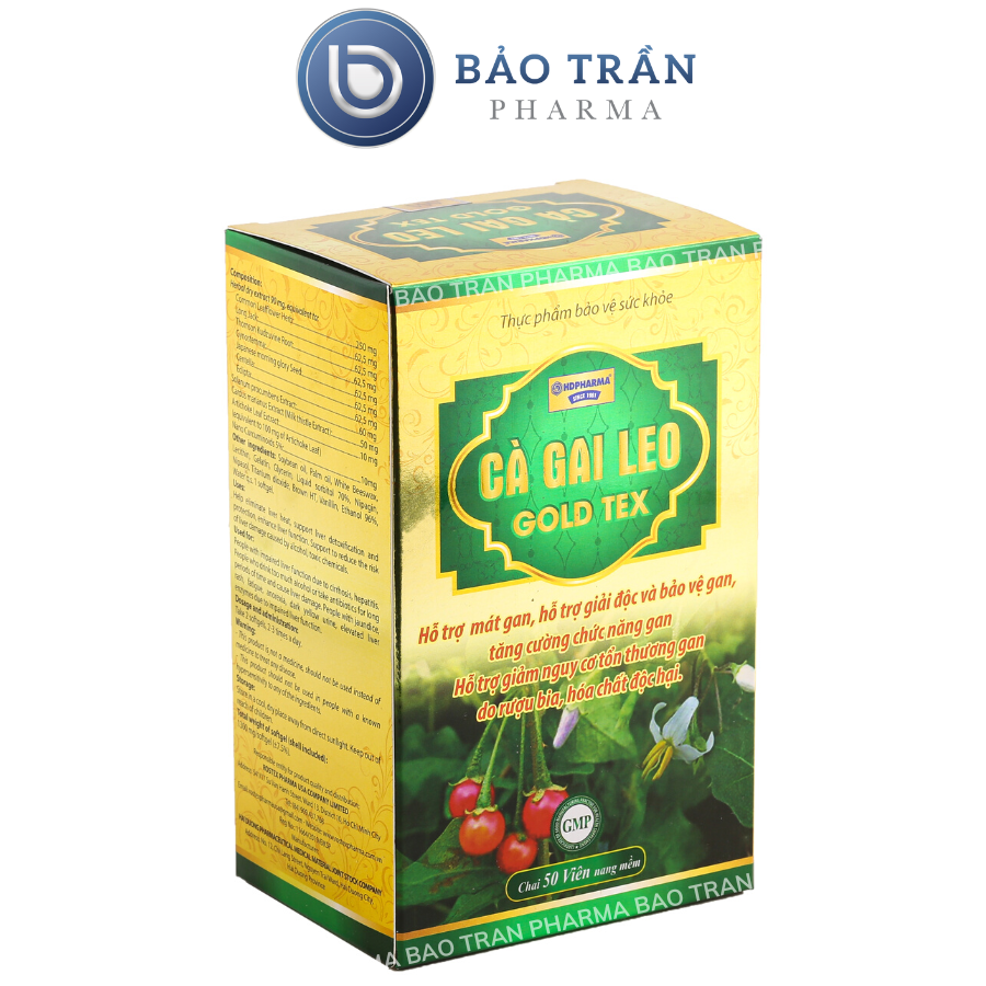 Bổ gan Cà Gai Leo Gold Tex màu vàng mát gan, giải độc gan - Chai 50 viên