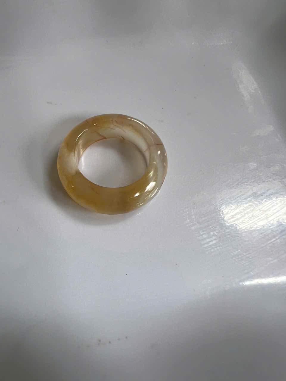 Nhẫn Nữ mới Đá Mã Não Bông Bông Vàng Tươi Trắng Bóng Đẹp Ni 16mm Cao 7mm Dầy 4mm Chị em Nữ mệnh Kim mệnh Thủy mệnh Thổ đeo lên tay xinh xắn may mắn ạ