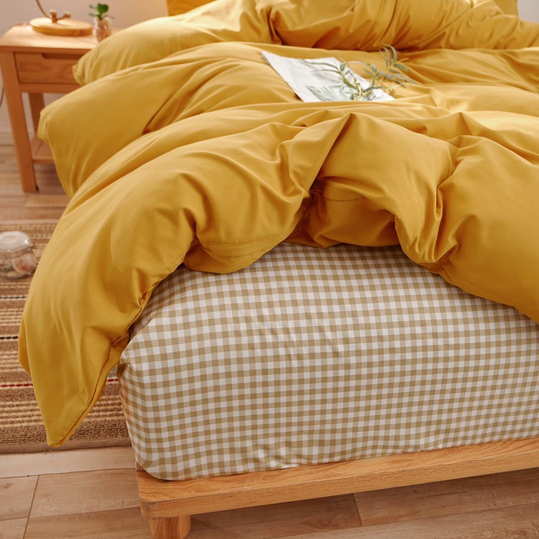 Bộ chăn ga giường cotton tici mix caro Lidaco cotton đũi dày màu sắc trẻ trung (Nhiều mẫu lựa chọn)