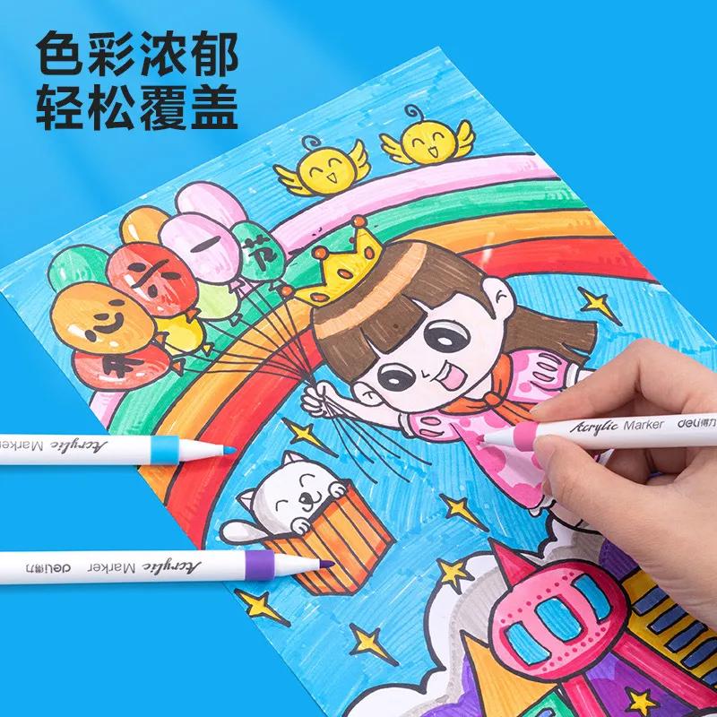 Hộp 60 Bút Lông Màu Acrylic Markers - Deli HM108-60