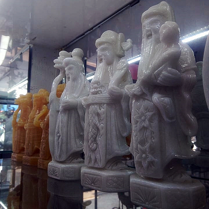 Tượng Bộ Tam Đa Đá Trắng