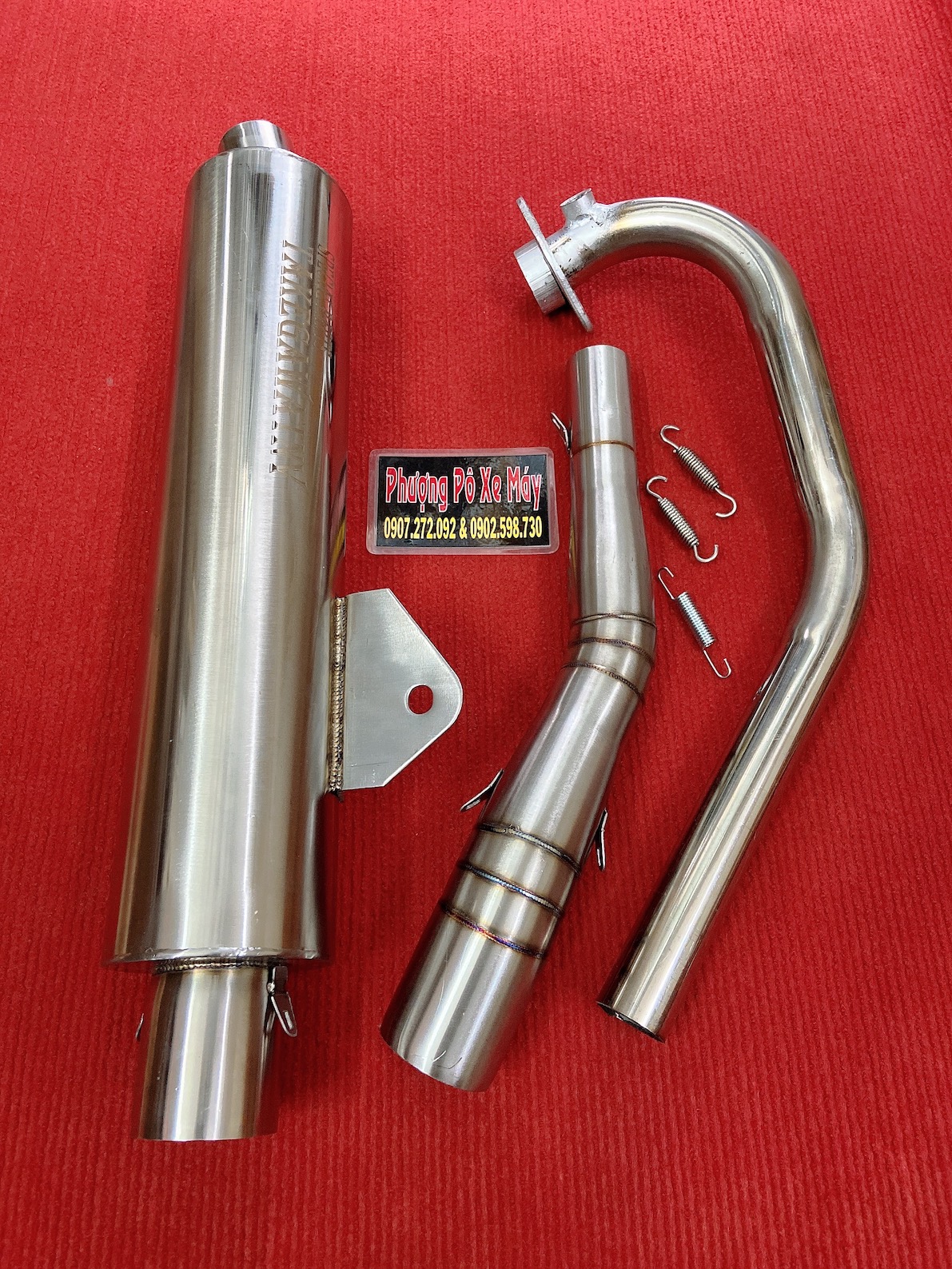 COMBO 1 SET Pô lon CBR full INOX 304 + CỔ 2 KHÚC dành cho mọi XE MÁY [ NEW