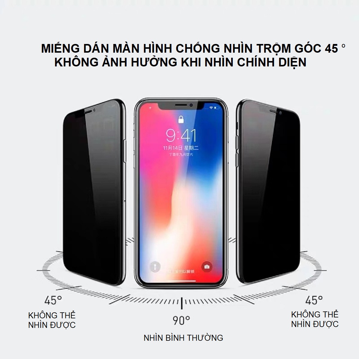 Miếng Dán Màn Hình Kính Cường Lực 9H Chống Nhìn Trộm Cao Cấp Dành Cho iPhone XS Max