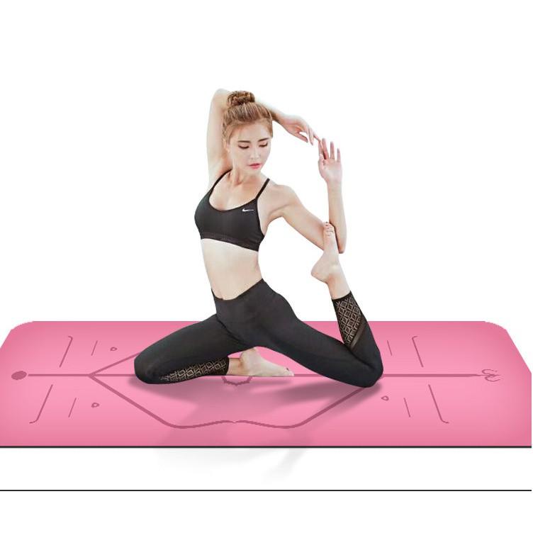 THẢM TẬP YOGA ĐỊNH TUYẾN (kèm túi đựng) THẢM TẬP GYM ĐỊNH TUYẾN, THẢM ĐỊNH TUYẾN CAO SU NON CAO CẤP.