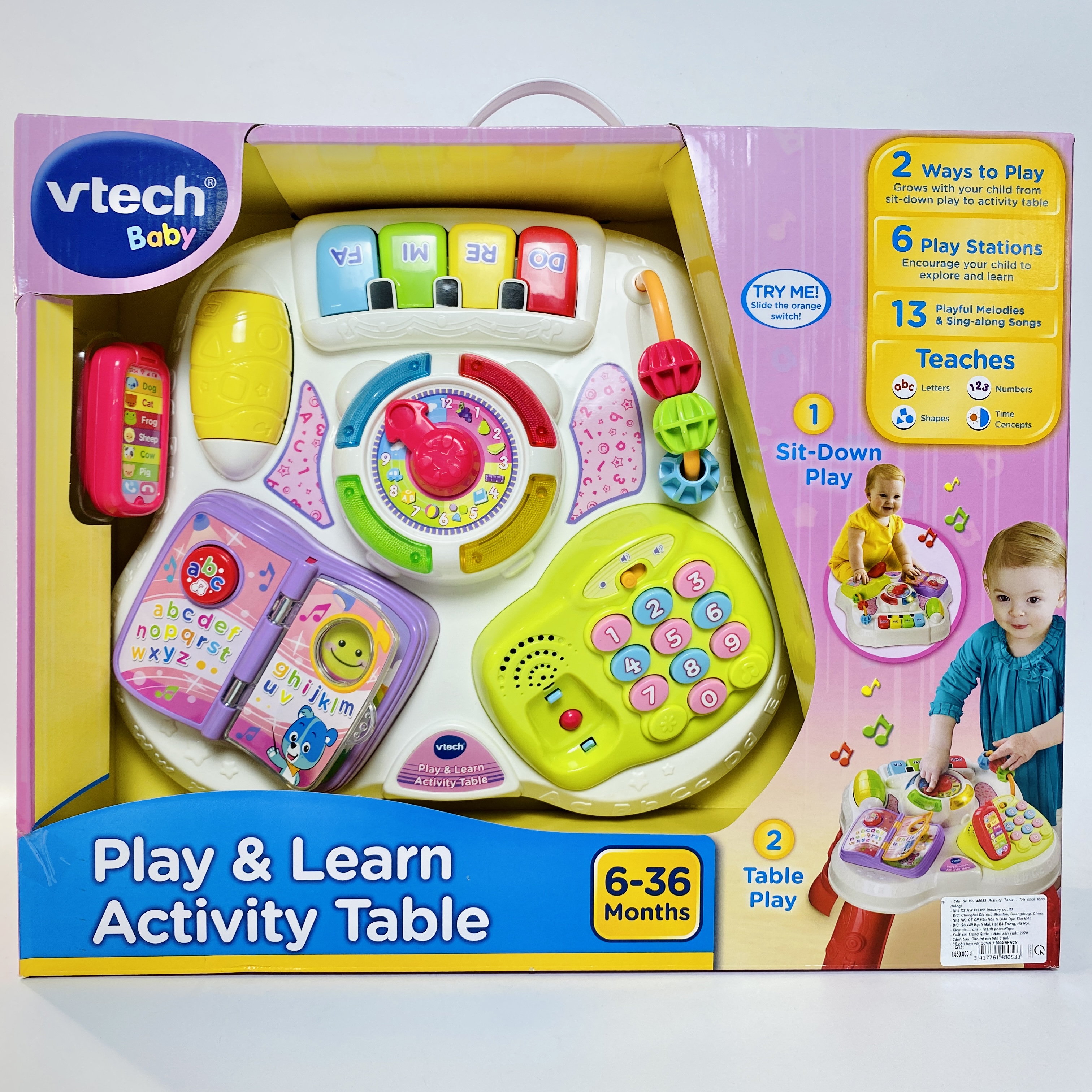 80-148053 Activity Table - Trò chơi tổng hợp (hồng), bàn đồ chơi có tương tác